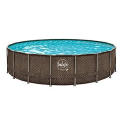 Swing Elite 488x122cm fémvázas barna RATTAN mintás medencetest