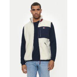 Tommy Jeans Mellény Teddy DM0DM18900 Ekru Relaxed Fit