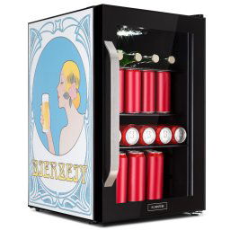 Klarstein Beersafe 70 Bierzeit Edition, hűtőszekrény, 70 liter, 3 polc, panoráma üvegajtó, rozsdamentes acél (HEA13-Beerzeit-OX-E)