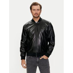 Guess Műbőr dzseki M4YL22 WF410 Fekete Regular Fit