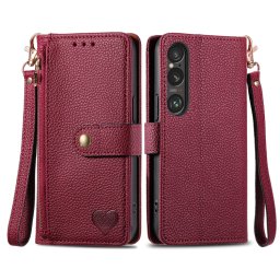 HEART Pénztárca tok Sony Xperia 1 VI piros telefonhoz