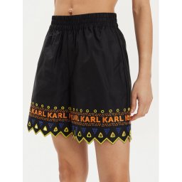 KARL LAGERFELD Szövet rövidnadrág 241W1003 Fekete Regular Fit