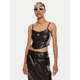 adidas Felső Firebird Pleather Corset IY7317 Fekete Slim Fit