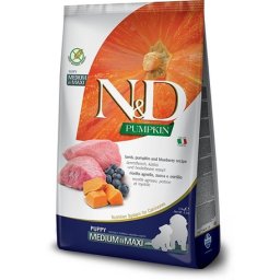 N&D Dog Grain Free Puppy Medium/Maxi sütőtök, bárány & áfonya 12kg