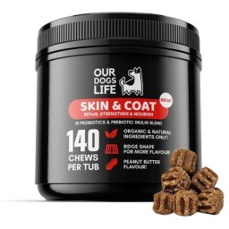 OurDogsLife Itch Relief Chews - Mogyoróvaj ízesítésű falatkák vakarodzó kutyáknak 140 db