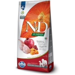 N&D Dog Grain Free Adult Medium/Maxi sütőtök, fürj & gránátalma szuperprémium kutyatáp 12kg