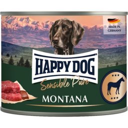 Happy Dog Pur Montana - Szín lóhúsos konzerv (24 x 200 g) 4.8kg