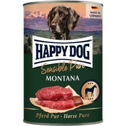 Happy Dog Pur Montana - Szín lóhúsos konzerv (24 x 400 g) 9.6kg