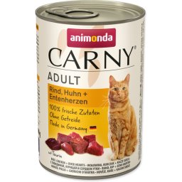 Animonda Carny Adult marhás, csirkés és kacsaszíves konzerv macskáknak (24 x 400 g) 9.6kg