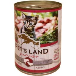 Pet's Land Cat Junior konzerv marhamájjal, bárányhússal és almával (48 x 415 g) 19.92kg