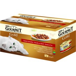 Gourmet Gold falatok szószban nedves macskaeledel - Multipack (24 csomag | 24 x 4 x 85 g | 96 db konzerv) 8.16kg