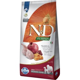 N&D Dog Grain Free Adult Medium/Maxi sütőtök, fürj & gránátalma szuperprémium kutyatáp (2 x 12 kg) 24kg