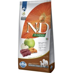 N&D Dog Grain Free Adult Medium/Maxi sütőtök, szarvas & alma szuperprémium kutyatáp (2 x 12 kg) 24kg