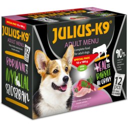 Julius-K9 Veal & Rabbit szószos falatok kutyáknak (12 doboz | 12 x 2 x 6 x 100 g) 14.4kg