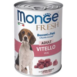 Monge Dog Adult Fresh Veal Chunks in Loaf (48 x 400 g) 19.2kg