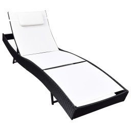 vidaXL fekete polyrattan napozóágy