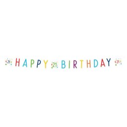 Konfettis Colorful Happy Birthday 21 felirat 180 cm