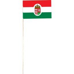 Magyar zászló, címerrel, hurkapálcán, 25 db/cs
