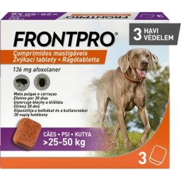 Frontpro bolha és kullancs elleni rágótabletta kutyáknak (3 db tabletta; 25-50 kg l 3 x 136 mg)