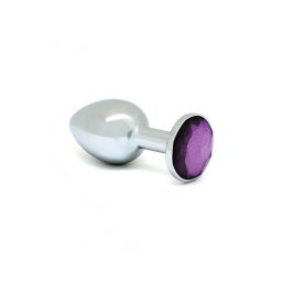 Rimba XS - lila köves, fém anál plug (ezüst)