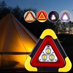 Multifunkciós 3 LED lámpa akkumulátoros napelemes elakadásjelző háromszög USB - HB-7709