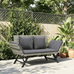 vidaXL szürke polyrattan kerti pad párnával 176 cm