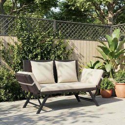 vidaXL barna polyrattan kerti pad párnával 176 cm