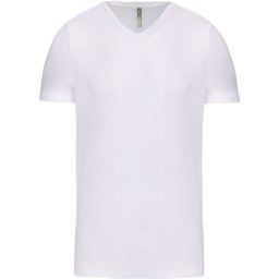 Kariban férfi rövid ujjú V-nyakú sztreccs póló KA3014, White-M
