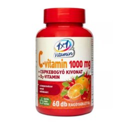 1x1 vitaday C-vitamin + D3-vitamin + Csipkebogyó Rágótabletta, 60 db