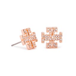 Tory Burch Fülbevaló Crystal Logo Stud Earring 53423 Rózsaszín