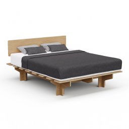 Blumfeldt NordicAura Queen kétszemélyes ágykeret, 160 cm x 200 cm, robusztus, szerszámok nélkül, eukaliptuszfa, polc (BED3-NA-Q160)
