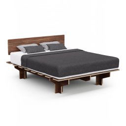 Blumfeldt NordicAura Queen kétszemélyes ágykeret, 160 cm x 200 cm, robusztus, szerszámok nélkül, eukaliptuszfa, polc (BED3-NA-Q160)