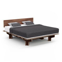 Blumfeldt NordicAura King kétszemélyes ágykeret, 180 cm x 200 cm, robusztus, szerszámok nélkül, eukaliptuszfa, polc (BED3-NA-K180)