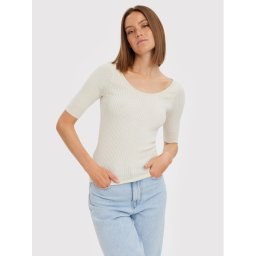 Vero Moda Blúz Estela 10268128 Ekru Slim Fit