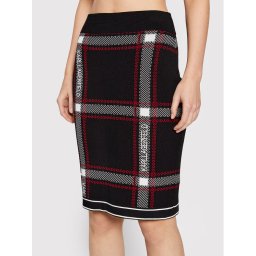 KARL LAGERFELD Ceruzaszoknya Check Knitted 220W1230 Fekete Slim Fit