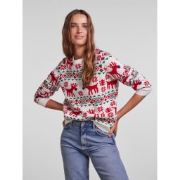 Pieces Sweater Xmas 17130539 Fehér Regular Fit