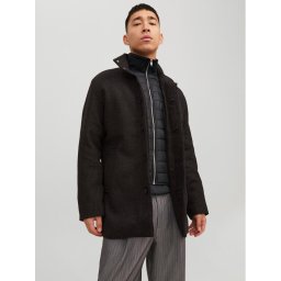 Jack&Jones Gyapjú kabát 12189349 Fekete Regular Fit