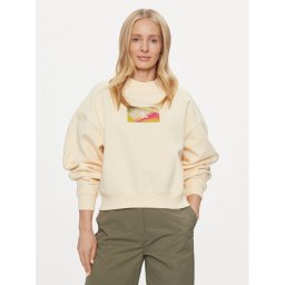 Calvin Klein Jeans Pulóver Illuminated Box Logo Crew Neck J20J222897 Ekru Regular Fit