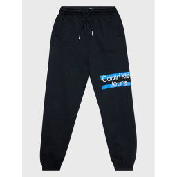 Calvin Klein Jeans Melegítő alsó Maxi Block Logo IB0IB01591 Fekete Regular Fit