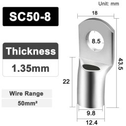 Préselhető Kábelsarú 50mm2-es Akkumulátor Kábelhez M8 (5638)