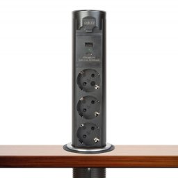 Delight Motoros rejtett elosztó - "Touchcontrol" - 3-as + USB + Type-C - fekete