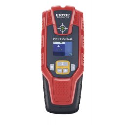 EXTOL PREMIUM digitális detektor, rejtett fém (vas, réz, alu) és fa tárgyak, illetve feszültség alatti vezeték keresésére, LCD kijelző