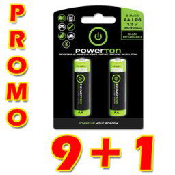 Újratölthető akkumulátor, AA (HR6), 1.2V, 2500mAh, Powerton, doboz, 10x2-ös csomag, PROMO 2-es csomag 9 1 (18 2 db)