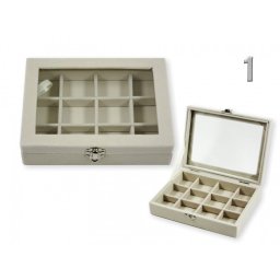 Ékszertartó doboz plüss bevonat 12 fakkos 20,5x16cm 3féle 04132 - Ékszertartó díszdoboz