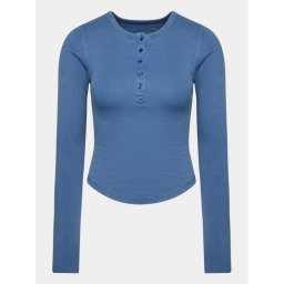 BDG Urban Outfitters Póló Henley Ls Tee 75260075 Kék Slim Fit