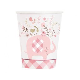Rózsaszín Elefánt Floral papír pohár 8 db-os 266 ml