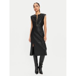Bruuns Bazaar Bőr ruha Agathea BBW4183 Fekete Slim Fit