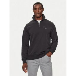 Gant Pulóver Reg Shield Half Zip Sweat 2008005 Fekete Regular Fit