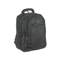 4+2 zsebes fekete erős laptoptartós vászon hátizsák Aoking