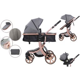Mama Kiddies Sun Grey ELITE 3az1-ben babakocsi kiegészítőkkel szürke színben + Ajándék